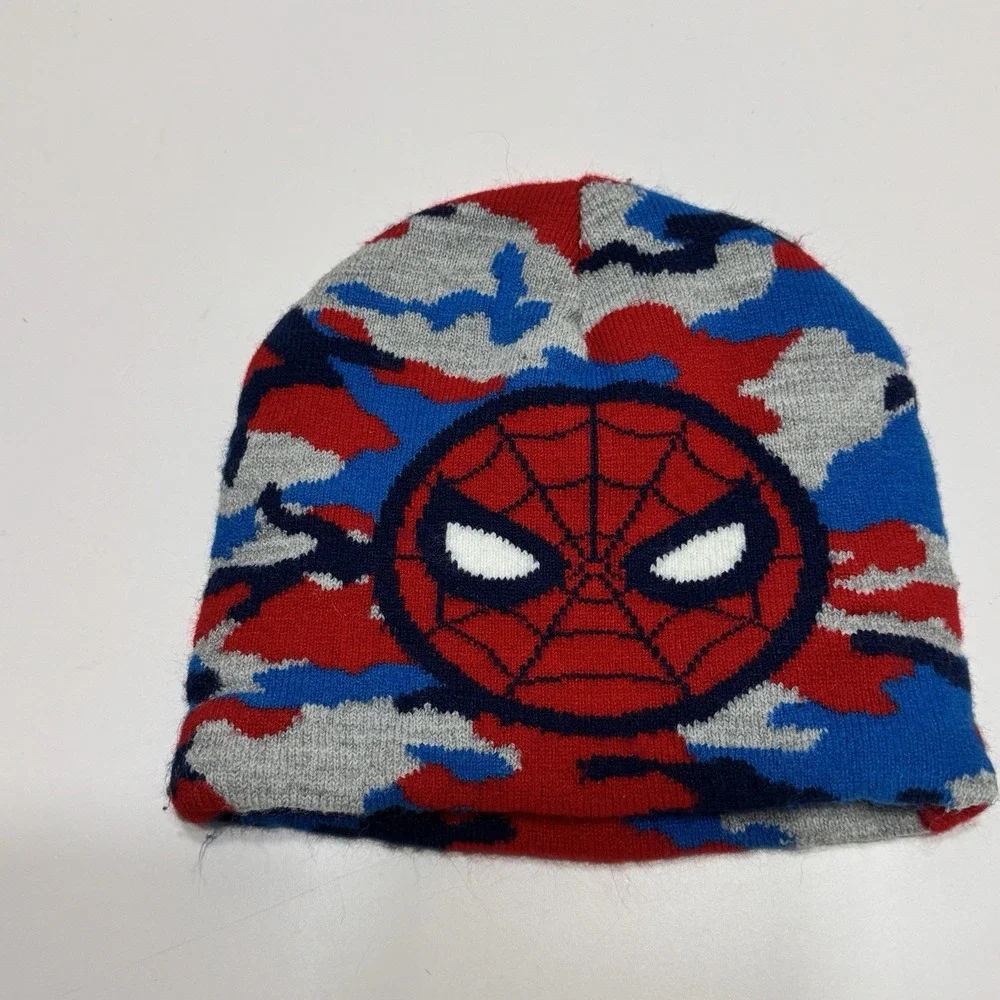 Marvel Hat Beanie Boys One Size Multicolor Camouflage Spider-Man Knit Winter